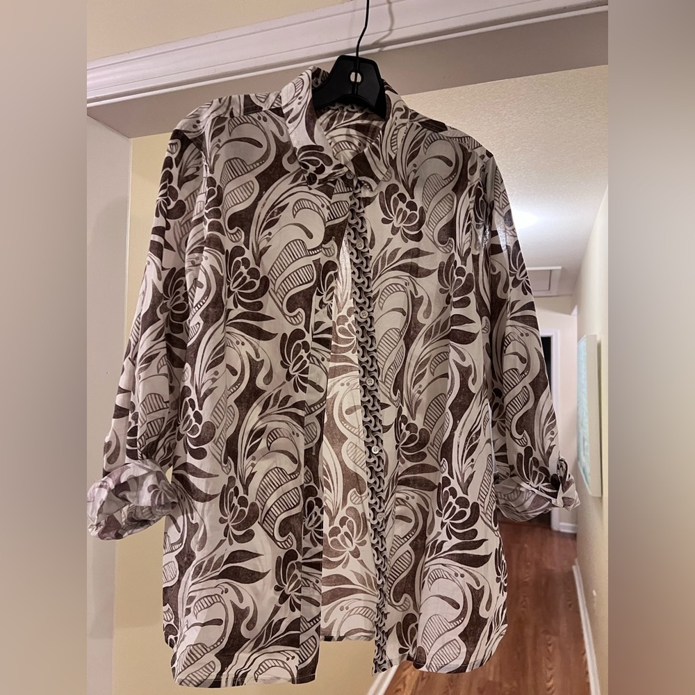 J.MAUGHEN Brown and White Patterned Men's Shirt